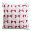 White and red bow bell plush tufted Tibetan-style throw pillow cushion custom sofa cushion Item Picture